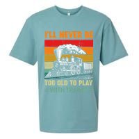 Retro Never Too Old To Play With Trains Train Locomotive Sueded Cloud Jersey T-Shirt
