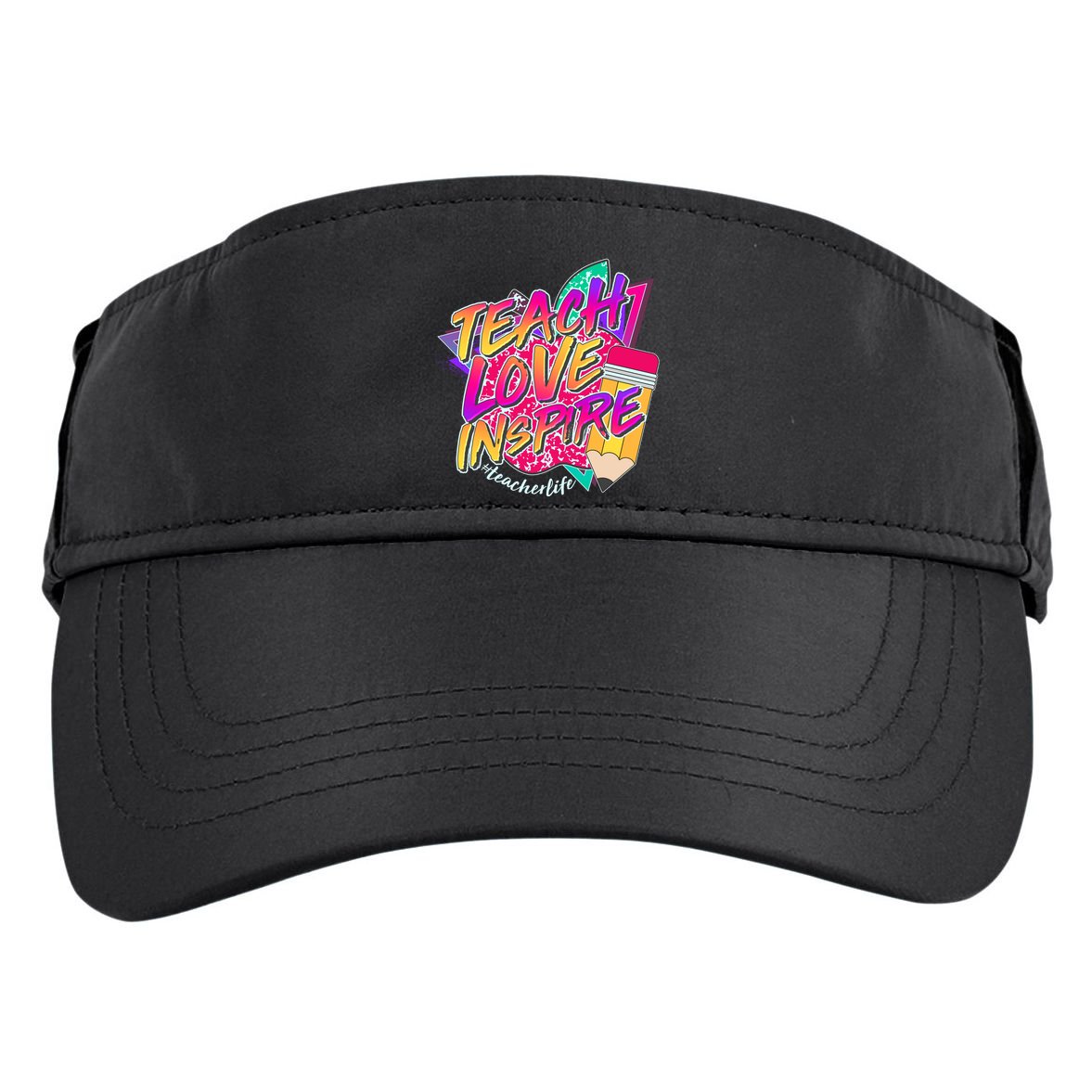 Retro Neon Teach Love Inspire #Teacher Life Adult Drive Performance Visor