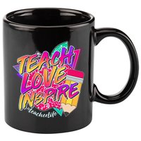 Retro Neon Teach Love Inspire #Teacher Life 11oz C Handle Ceramic Mug