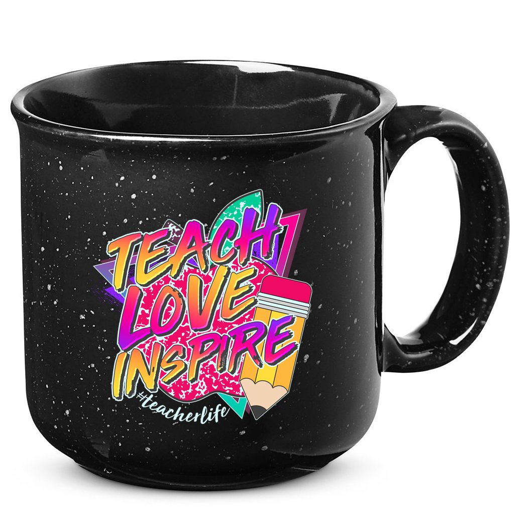 Retro Neon Teach Love Inspire #Teacher Life 15oz Campfire Ceramic Mug