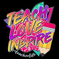 Retro Neon Teach Love Inspire #Teacher Life Drawstring Bag