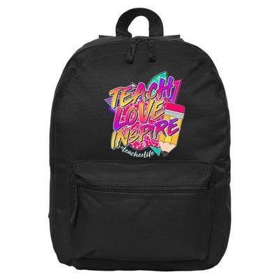 Retro Neon Teach Love Inspire #Teacher Life 16 in Basic Backpack
