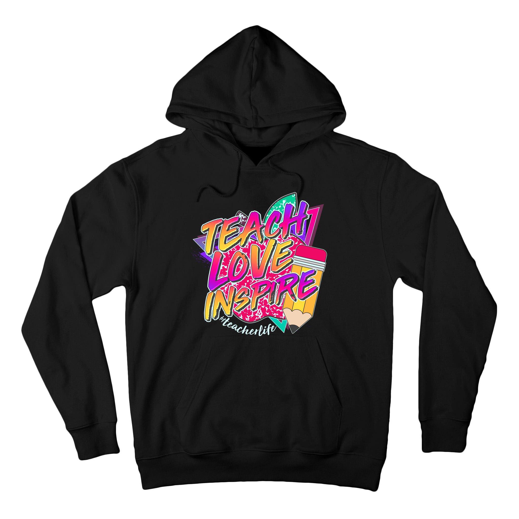 Retro Neon Teach Love Inspire #Teacher Life Tall Hoodie