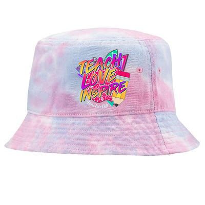 Retro Neon Teach Love Inspire #Teacher Life Tie-Dyed Bucket Hat