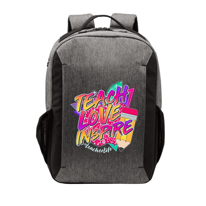 Retro Neon Teach Love Inspire #Teacher Life Vector Backpack