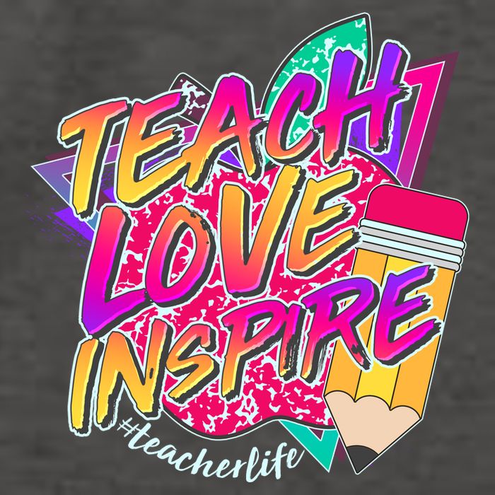 Retro Neon Teach Love Inspire #Teacher Life Vector Backpack