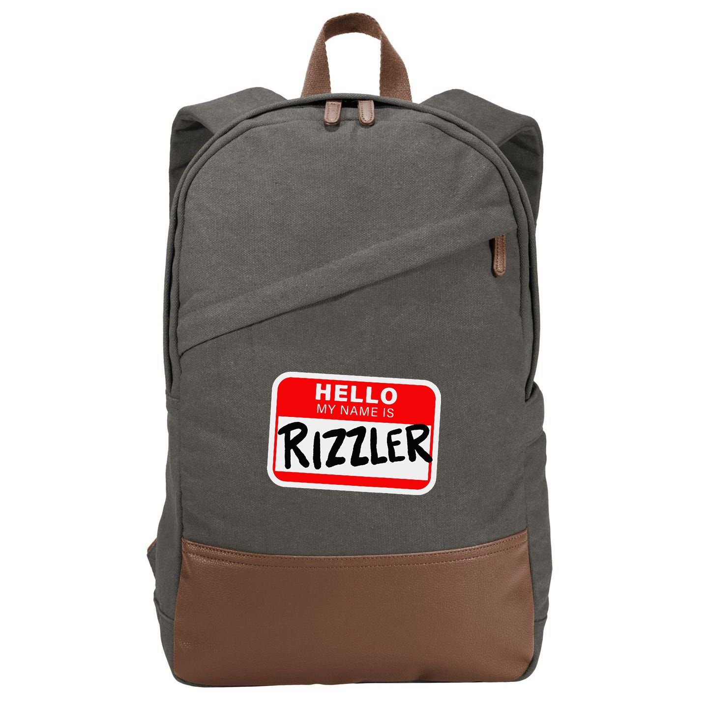 Rizzler Name Tag Rizz Design For Teens And Young Cotton Canvas Backpack