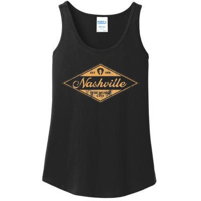 Retro Nashville Tennessee Music City Vintage Guitar Souvenir Ladies Essential Tank