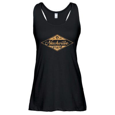 Retro Nashville Tennessee Music City Vintage Guitar Souvenir Ladies Essential Flowy Tank