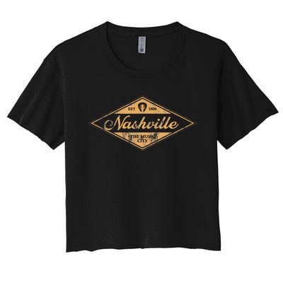 Retro Nashville Tennessee Music City Vintage Guitar Souvenir Women's Crop Top Tee