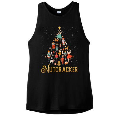 Retro Nutcracker Tree Ballet Dance Family Christmas Pajama Ladies PosiCharge Tri-Blend Wicking Tank