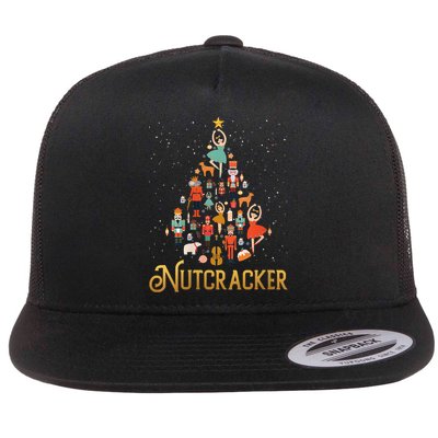 Retro Nutcracker Tree Ballet Dance Family Christmas Pajama Flat Bill Trucker Hat