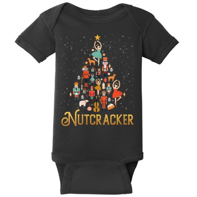 Retro Nutcracker Tree Ballet Dance Family Christmas Pajama Baby Bodysuit