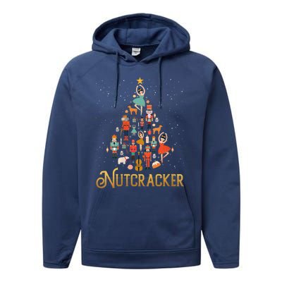 Retro Nutcracker Tree Ballet Dance Family Christmas Pajama Performance Fleece Hoodie