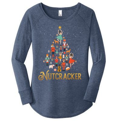 Retro Nutcracker Tree Ballet Dance Family Christmas Pajama Women's Perfect Tri Tunic Long Sleeve Shirt