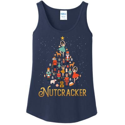 Retro Nutcracker Tree Ballet Dance Family Christmas Pajama Ladies Essential Tank