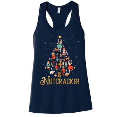 Retro Nutcracker Tree Ballet Dance Family Christmas Pajama Women's Racerback Tank