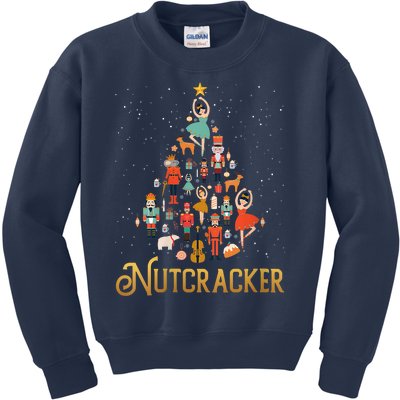 Retro Nutcracker Tree Ballet Dance Family Christmas Pajama Kids Sweatshirt