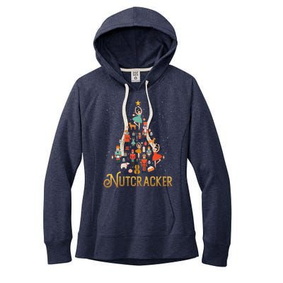 Retro Nutcracker Tree Ballet Dance Family Christmas Pajama Women's Fleece Hoodie