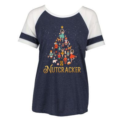 Retro Nutcracker Tree Ballet Dance Family Christmas Pajama Enza Ladies Jersey Colorblock Tee