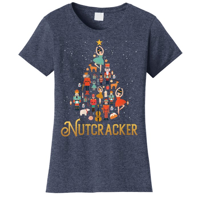 Retro Nutcracker Tree Ballet Dance Family Christmas Pajama Women's T-Shirt