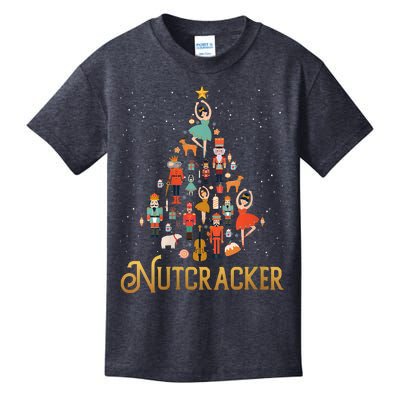 Retro Nutcracker Tree Ballet Dance Family Christmas Pajama Kids T-Shirt