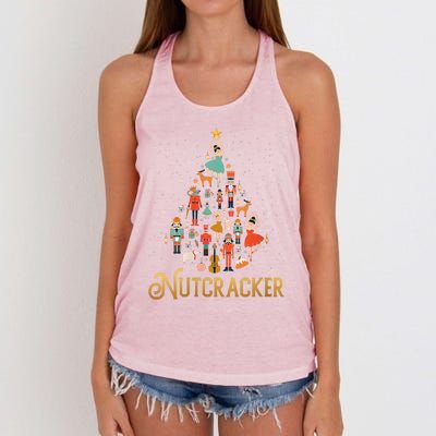 Retro Nutcracker Tree Ballet Dance Family Christmas Pajama Women's Knotted Racerback Tank