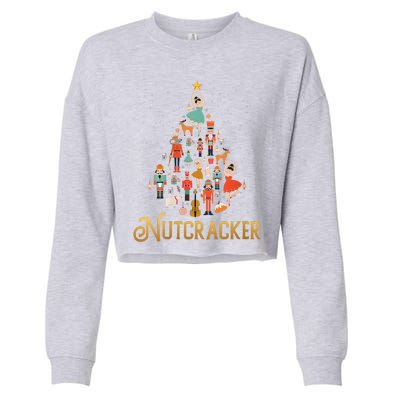 Retro Nutcracker Tree Ballet Dance Family Christmas Pajama Cropped Pullover Crew