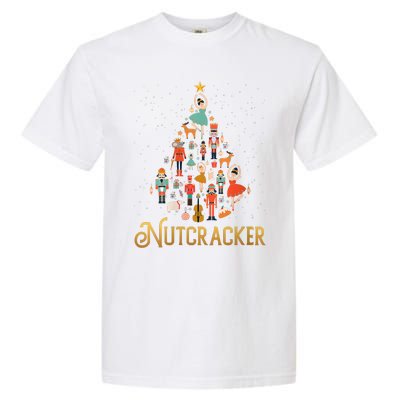 Retro Nutcracker Tree Ballet Dance Family Christmas Pajama Garment-Dyed Heavyweight T-Shirt