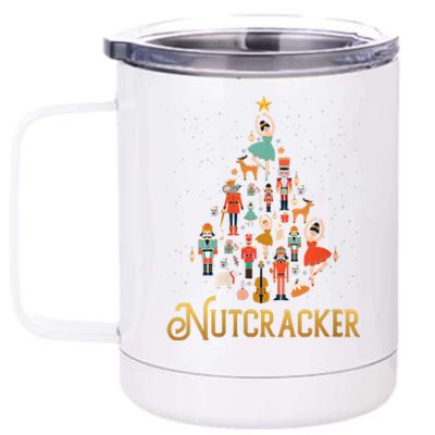 Retro Nutcracker Tree Ballet Dance Family Christmas Pajama 12 oz Stainless Steel Tumbler Cup