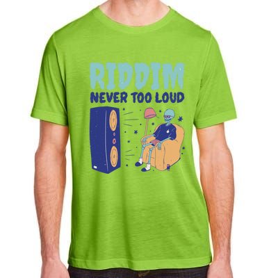 Riddim Never Too Loud Funny Dubstep Skeleton Gift Adult ChromaSoft Performance T-Shirt