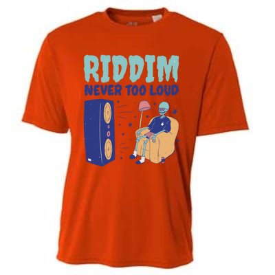 Riddim Never Too Loud Funny Dubstep Skeleton Gift Cooling Performance Crew T-Shirt