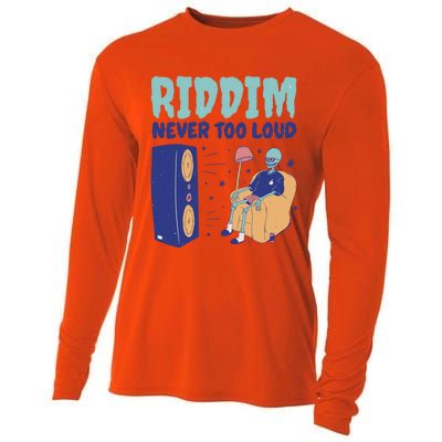 Riddim Never Too Loud Funny Dubstep Skeleton Gift Cooling Performance Long Sleeve Crew