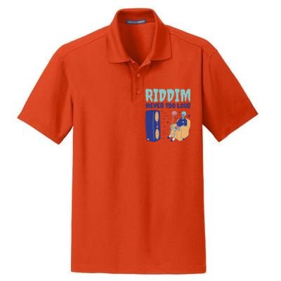 Riddim Never Too Loud Funny Dubstep Skeleton Gift Dry Zone Grid Polo