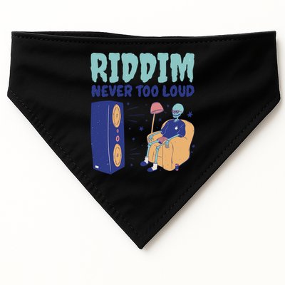 Riddim Never Too Loud Funny Dubstep Skeleton Gift USA-Made Doggie Bandana