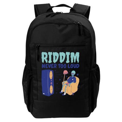 Riddim Never Too Loud Funny Dubstep Skeleton Gift Backpack