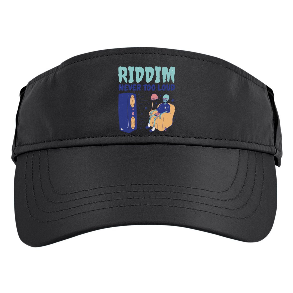 Riddim Never Too Loud Funny Dubstep Skeleton Gift Adult Drive Performance Visor