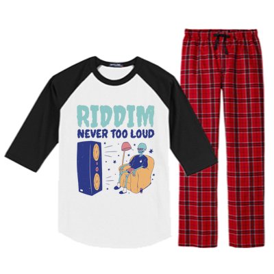 Riddim Never Too Loud Funny Dubstep Skeleton Gift Raglan Sleeve Pajama Set