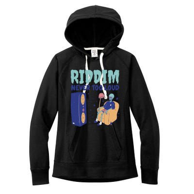 Riddim Never Too Loud Funny Dubstep Skeleton Gift Women's Fleece Hoodie