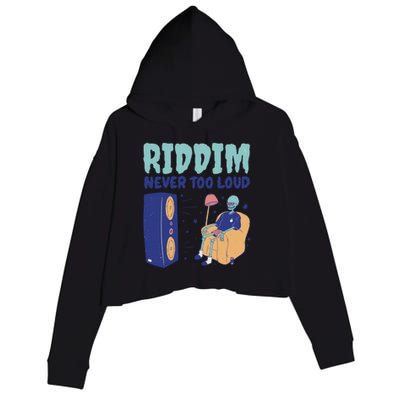 Riddim Never Too Loud Funny Dubstep Skeleton Gift Crop Fleece Hoodie