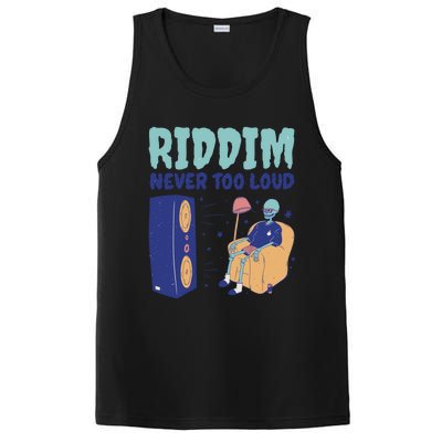 Riddim Never Too Loud Funny Dubstep Skeleton Gift PosiCharge Competitor Tank