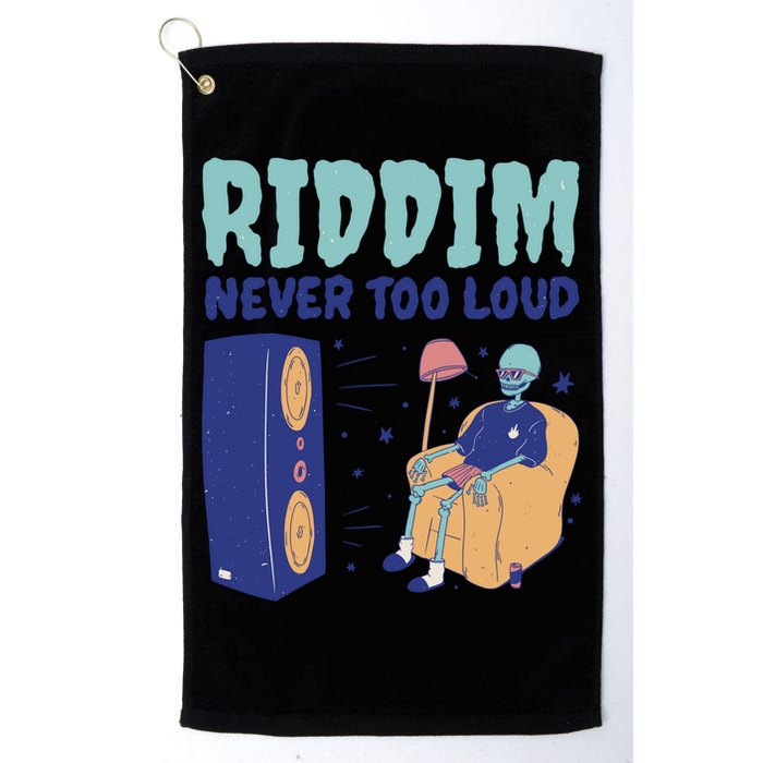 Riddim Never Too Loud Funny Dubstep Skeleton Gift Golf Towel