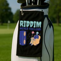 Riddim Never Too Loud Funny Dubstep Skeleton Gift Golf Towel