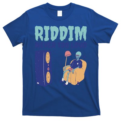Riddim Never Too Loud Funny Dubstep Skeleton Gift T-Shirt