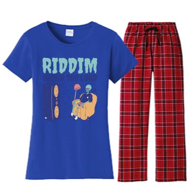 Riddim Never Too Loud Funny Dubstep Skeleton Gift Women's Flannel Pajama Set