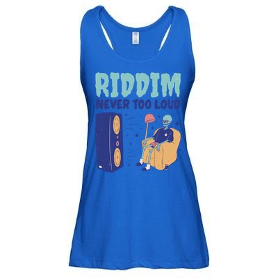 Riddim Never Too Loud Funny Dubstep Skeleton Gift Ladies Essential Flowy Tank