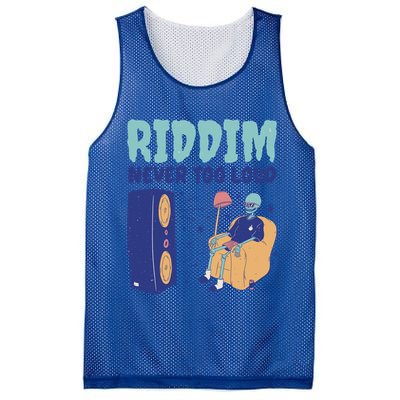 Riddim Never Too Loud Funny Dubstep Skeleton Gift Mesh Reversible Basketball Jersey Tank