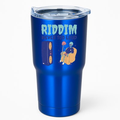 Riddim Never Too Loud Funny Dubstep Skeleton Gift Tumbler
