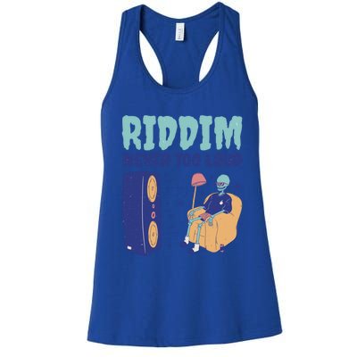 Riddim Never Too Loud Funny Dubstep Skeleton Gift Women's Racerback Tank