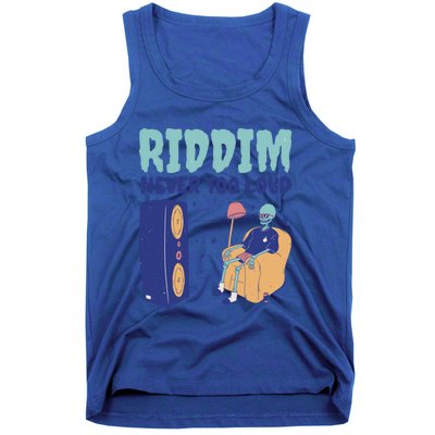 Riddim Never Too Loud Funny Dubstep Skeleton Gift Tank Top